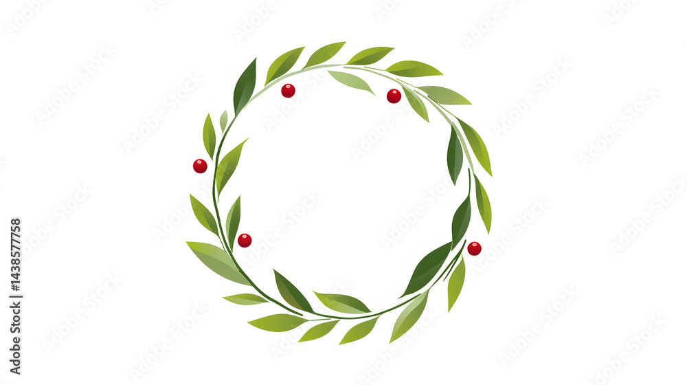 Obraz premium christmas, wreath, decoration, holiday, celebration, xmas, garland, bow, winter, frame, tree, ribbon, holly, season, green, illustration, flower, ornament, leaf, pine, vector, design, art, new, symbol
