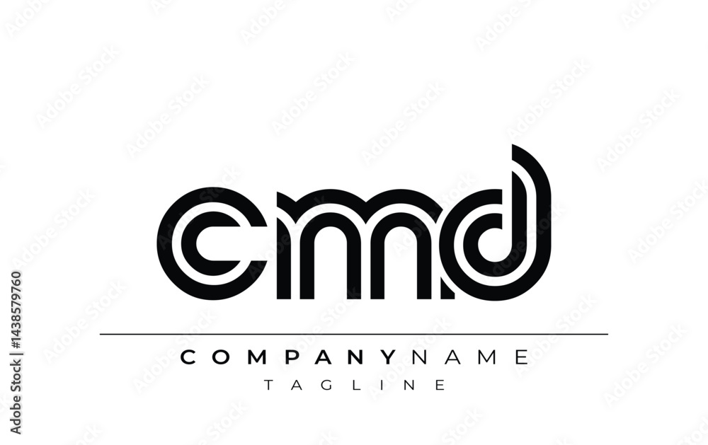 Fototapeta premium CMD Creative Unique Modern Letter Logo Design. Stylized logo featuring a unique letter design, presenting abstract minimalist aesthetics and modern appeal.