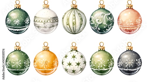 Professional Set of Christmas Balls Illustration for Festive Holiday Decorations