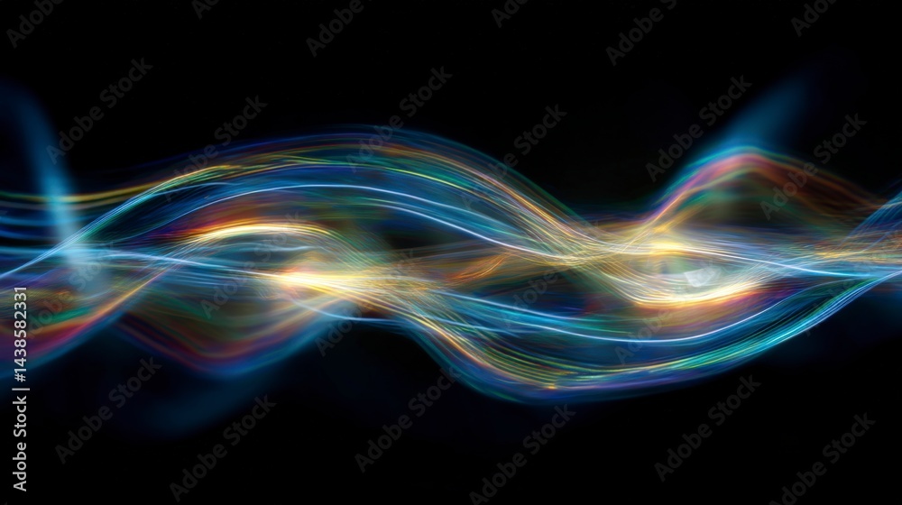 Obraz premium Plasma energy waves undulating through cosmic dark forming radiant electric currents pulsing radiant