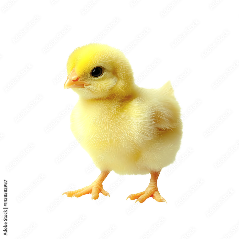 Obraz premium Little Yellow Easter chick isolated on transparent background, cut out