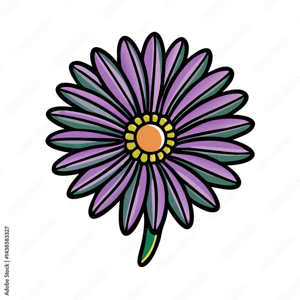 Fototapeta premium Beautiful purple flower blossom bloom floral plant botanical nature garden petal design art drawing