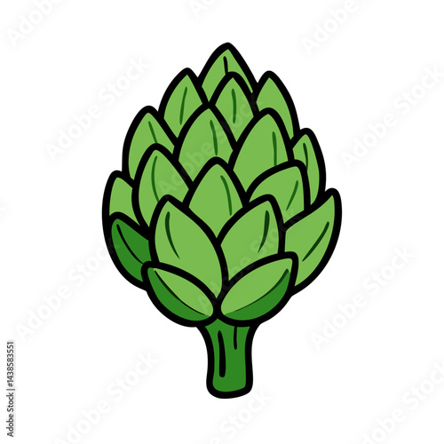 Isolated vector illustration of a fresh green artichoke vegetable graphic design element for art