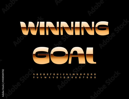 Vector Elite template Winner Goal. Trendy Gold Font. Premium Fashion Alphabet Letters and Numbers set