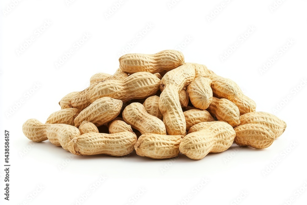 A mound of roasted peanuts a delicious and nutritious snack perfect for a healthy diet Close up studio shot on white background A mound of roasted peanuts a delicious and nutritious snack perfect for a healthy diet Close up studio shot on white background
