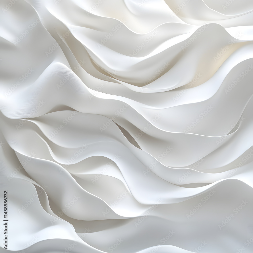Obraz premium Dynamic waves of texture on pure white background abstract design minimalist art modern aesthetic