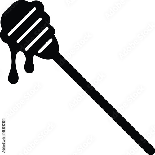 flat honey dipper dripping on white background .eps