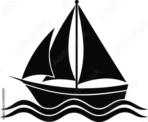 flat sailboat on waves on white background .eps
