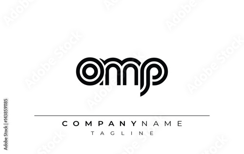 OMP Creative Unique Modern Letter Logo Design. Stylized logo featuring a unique letter design, presenting abstract minimalist aesthetics and modern appeal.