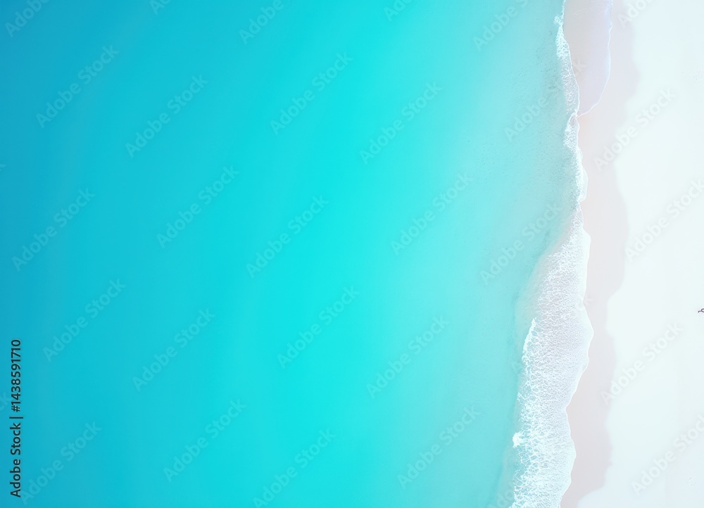 Fototapeta premium Aerial View of Turquoise Ocean Waves Crashing on a White Sandy Beach