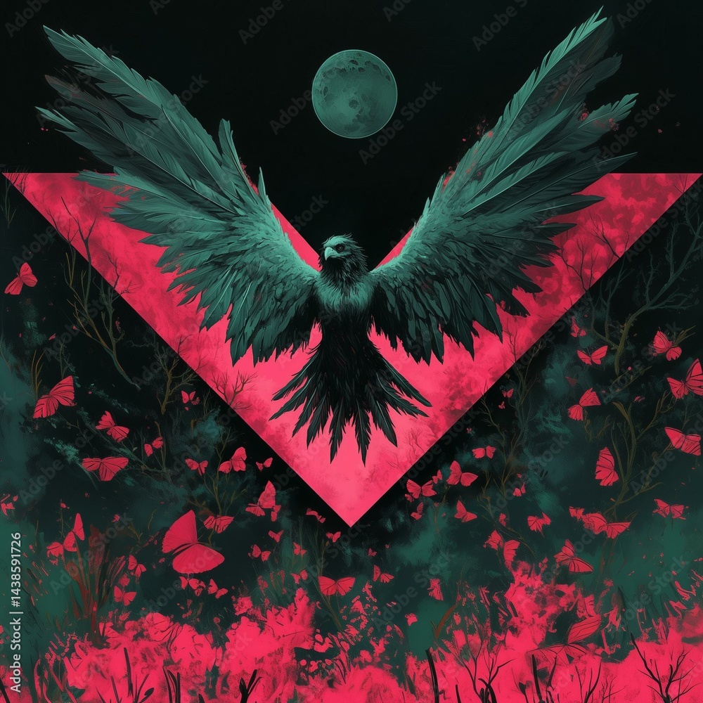 Obraz premium Artistic Spread Wings Illustration for Graphic Novels