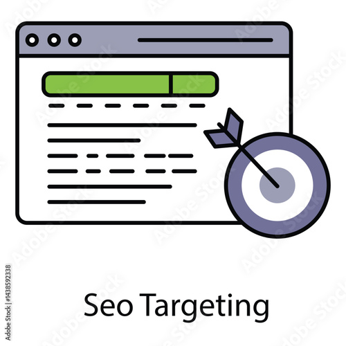 SEO Targeting Vector Icon for Keyword Targeting, Web Traffic Improvement, and Search Optimization Strategies