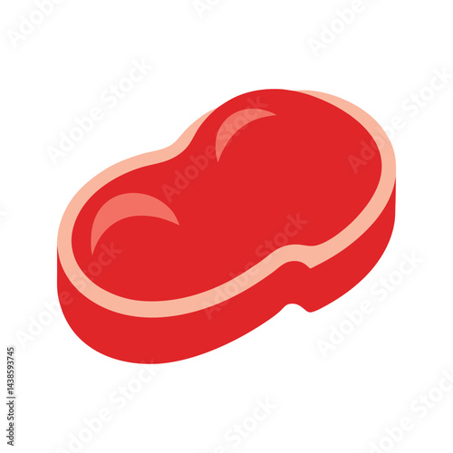 Isometric illustration of a fresh raw steak cut with marbling on white background