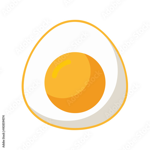 Simple graphic illustration of a hard boiled egg cut in half isolated