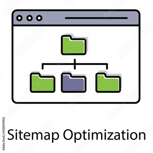 Sitemap Optimization Vector Icon for Website Structure, Content Indexing, and Search Engine Optimization