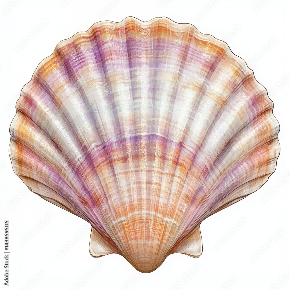 Obraz premium Beautiful Lion's Paw Scallop Shell with Colorful Stripes
