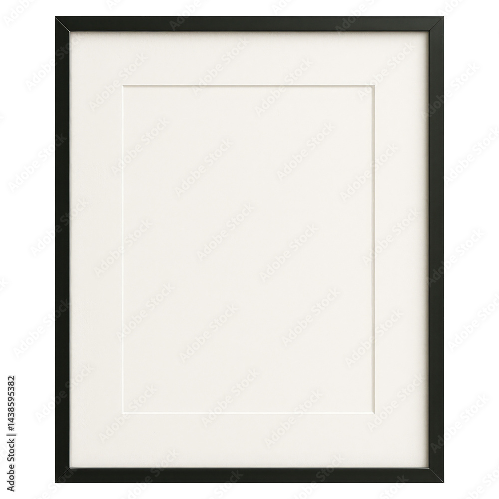 Fototapeta premium Blank Picture Frame Mockup Black Frame with White Mat for Art Design Presentation