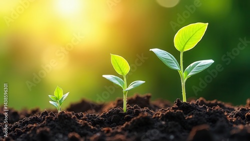 Obraz na płótnie Concept of business growth,profit, development and success. Young plants increase on sunny background.Growing money,finance and investment.. w salonie