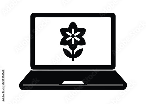 Delphinium Icon Displayed on Vintage Laptop Screen