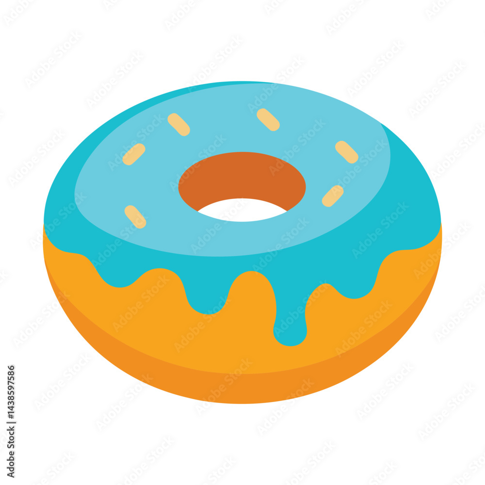 Simple donut vector graphic with blue frosting and yellow sprinkles Simple donut vector graphic with blue frosting and yellow sprinkles