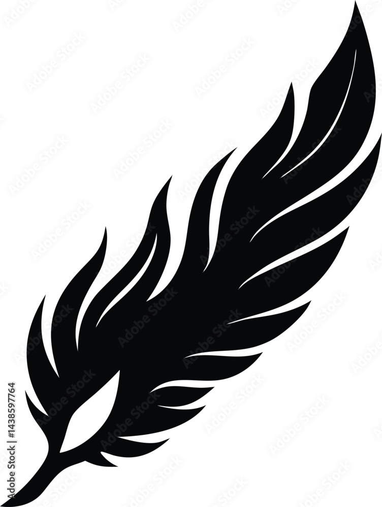 Obraz premium phoenix wing feather burning midair on white