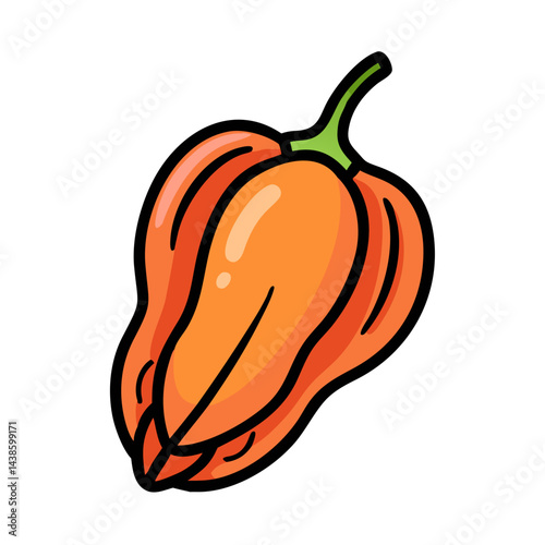 Isolated habanero pepper drawing vector illustration for spicy food ingredient and recipe ideas