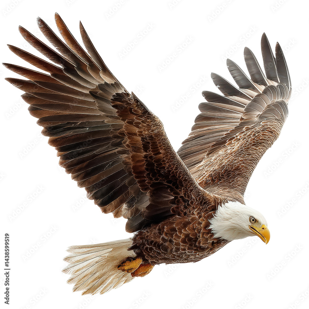 Obraz premium Bald Eagle in Majestic Flight on Transparent Background