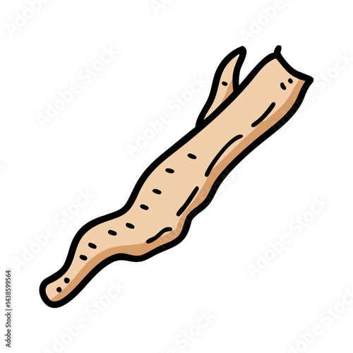 Illustration of a cassava root vegetable for healthy eating and cooking ingredient ideas recipe