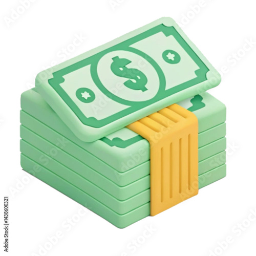 Dollar banknotes flat style in green colors representing currency and wealth