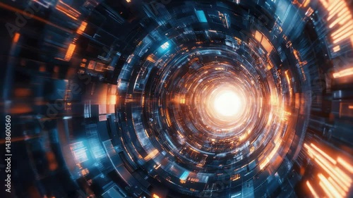 Electronic components with blue lights in a circular path