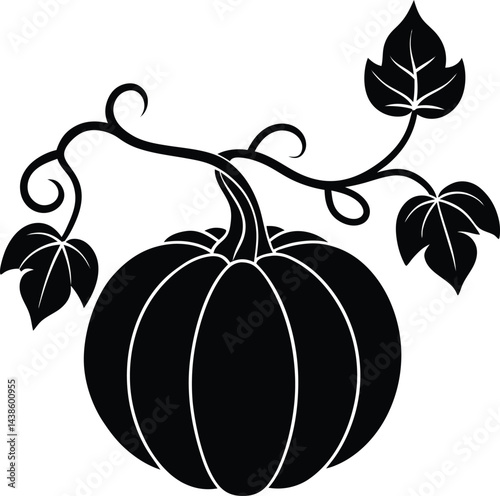 realistic pumpkin vines creeping on white