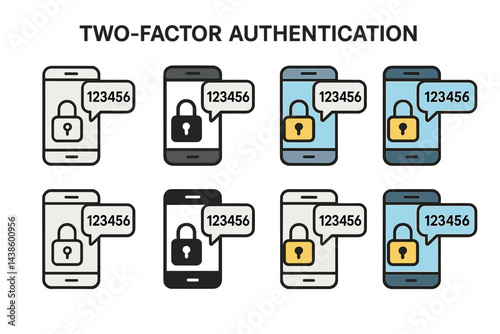 Two-factor authentication process with mobile devices and security features illustrated clearly for user understanding