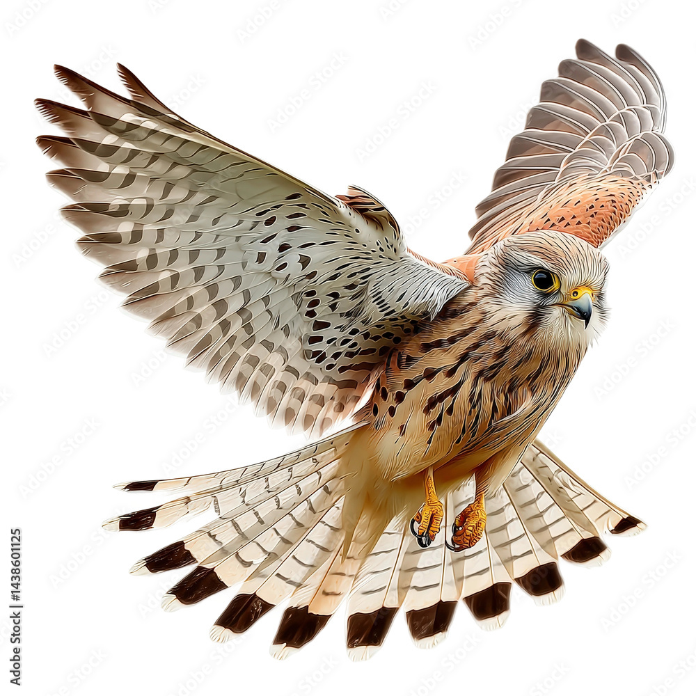 Obraz premium Common Kestrel in Dynamic Flight on Transparent Background