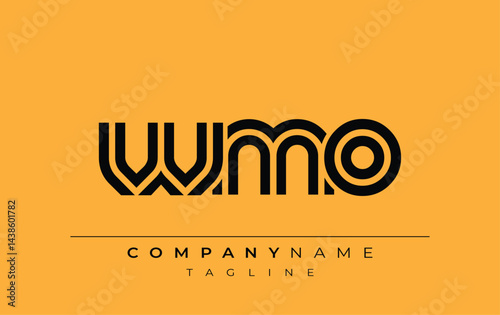 WMO Creative Unique Modern Letter Logo Design. Stylized logo featuring a unique letter design, presenting abstract minimalist aesthetics and modern appeal.