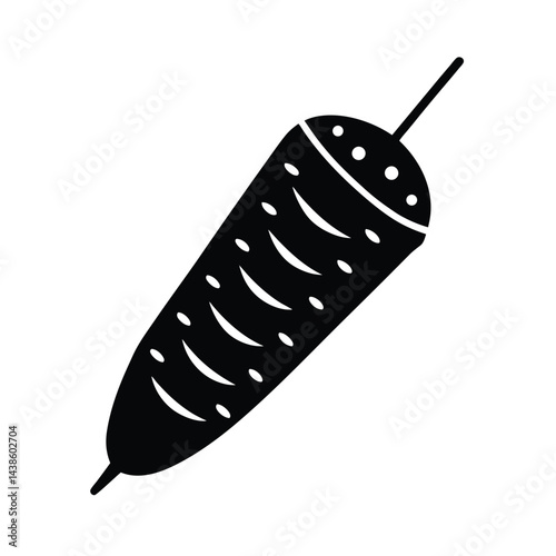 Doner kebab meat silhouette on spit traditional turkish food icon