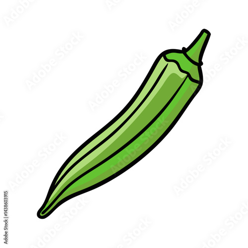 Isolated okra vegetable illustration: fresh green okra, healthy food, organic okra, vegan diet okra
