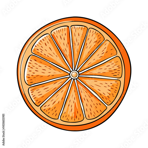 Orange fruit slice citrus food healthy fresh sweet juicy vitamin c tropical vegetarian diet drawing
