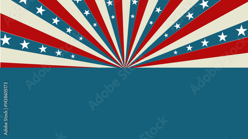 Patriotic american flag motif with stars and stripes in red, white, blue