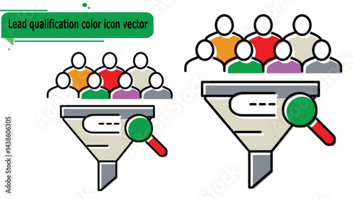 Lead qualification color icon vector
