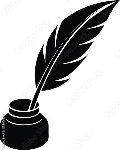 simple quill and inkpot