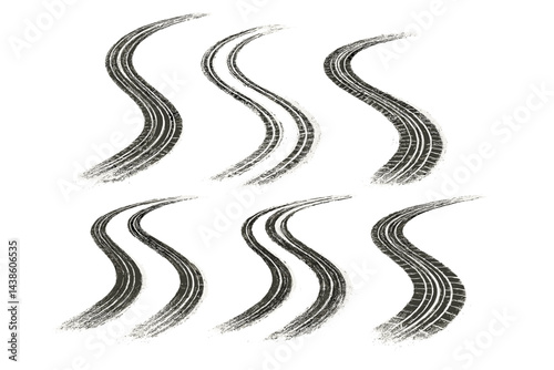 Curved railway tracks representing motion and direction in a minimalist style