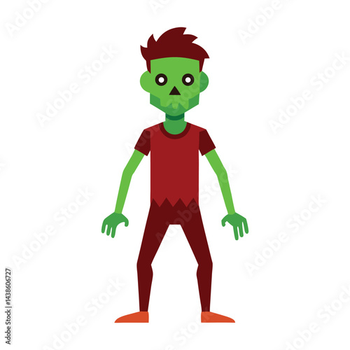 Isolated green skinned zombie vector illustration for halloween themed designs and graphics