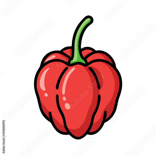 Illustration of red scotch bonnet pepper spicy chili pepper for cooking and food design needs