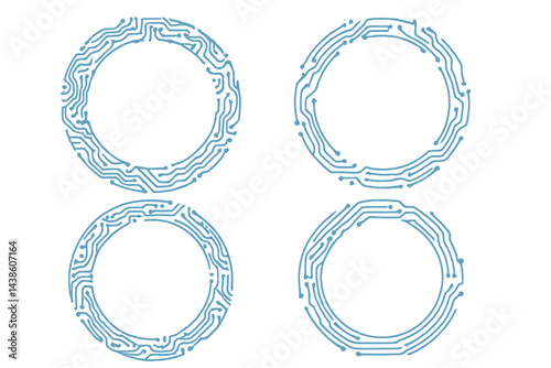Designs of circuit-like patterns showcasing technological artistry in a creative arrangement