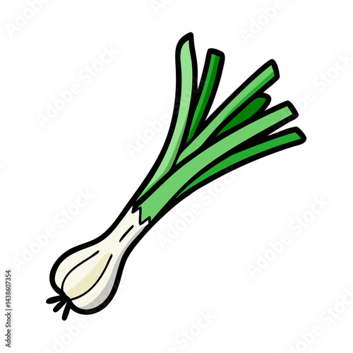 Isolated cartoon spring onion illustration vector drawing fresh vegetable ingredient cooking clip art