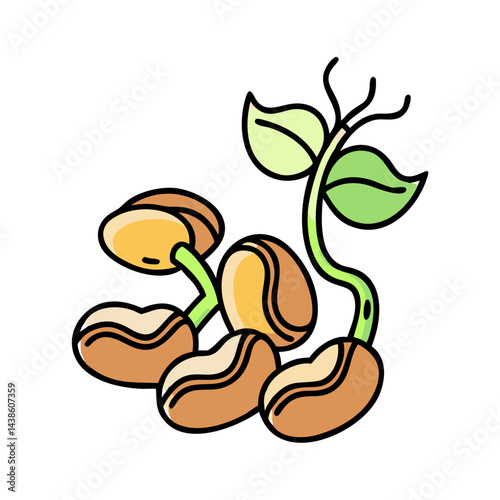 Illustration of sprouting seeds for gardening and agriculture concept plant growth cycle stages