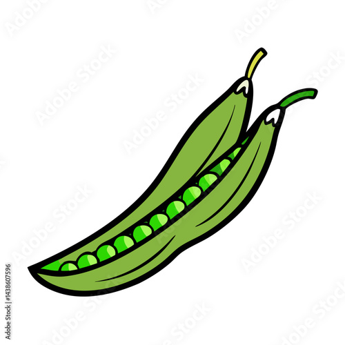 Fresh green peas in pod vector illustration for healthy eating and organic food design element
