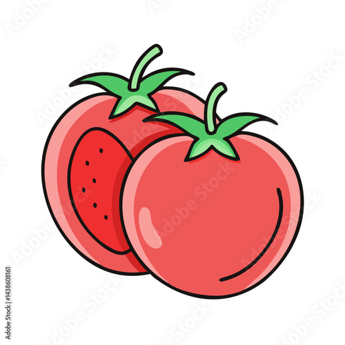 Fresh red tomatoes illustration vector graphic design for healthy eating and cooking ideas