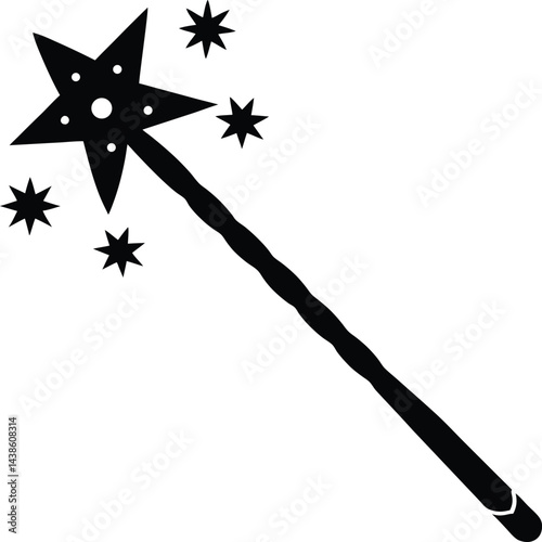 simple wizard wand with stars
