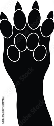 single cat paw reaching up on white